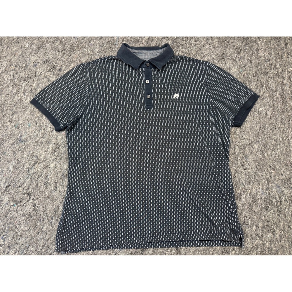 Banana Republic Mens Large Navy Blue Geometric Dot Elephant Logo Polo Shirt L